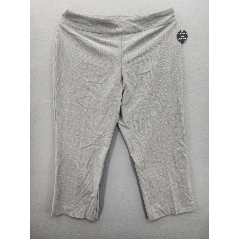 Avenue Plus Size 18 Petite‎ Gray Glen Plaid Tummy Control Slimming Trousers NWT